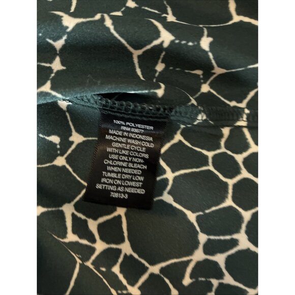 Worthington Womens Size XS Wrap Blouse Green White Animal Print Long Sleeve Top - Picture 7 of 7